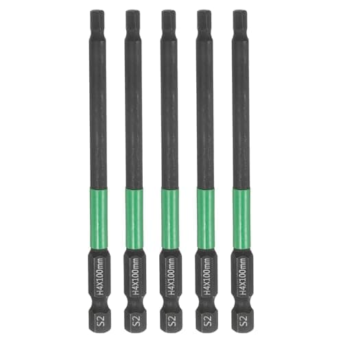 Image of sourcing map 5pcs H4 Flat Hex Head Screwdriver Bit 4mm Metric Tip 1/4" Hex Shank 100mm (4") Long Magnetic Hexagonal Screw Drill Bit Wrench Black Phosphate S2 Steel Power Driver Socket