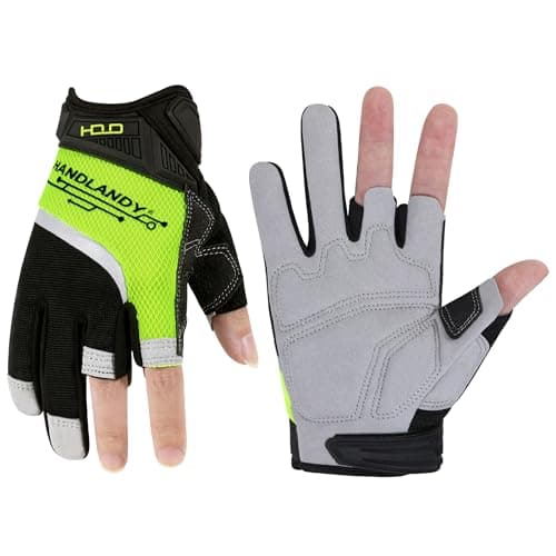 Image of HANDLANDY Framer Work Gloves Open-Finger Carpenters Gloves, Dexterity Fingerless Framing Gloves