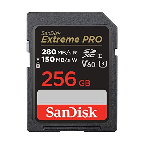 Image of SANDISK Extreme PRO SDXC card 256GB, UHS-II(SD memory card up to 280 MB/s, V60, 6K & 4K UHD, Shock, Temperature, Water and X-Ray Proof, RescuePro Deluxe data recovery software, Class 10, U3)