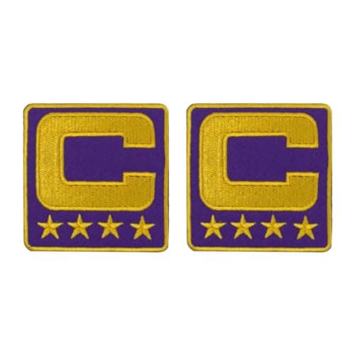Image of mokarier C Letter Captain Patch Embroidered Patch Iron on Logo Vest Jacket Cap Hoodie Backpack Patch Iron On/sew on Patch (Purple)