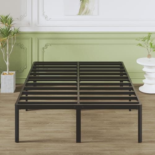 Image of Lutown-Teen Small Double Bed Frame 4ft with Rounded Corner Legs, 41 cm Heavy Duty Metal Bed Frame with Storage Space Underneath, No Noise, Easy Assembly, Black