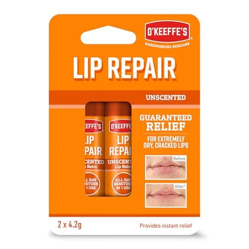 Image of O'Keeffe's Lip Repair Unscented Lip Balm, Twin Pack, 2 x 4.2 g - For Extremely Dry, Cracked Lips | All-Day Moisture with 7 Moisturising Ingredients
