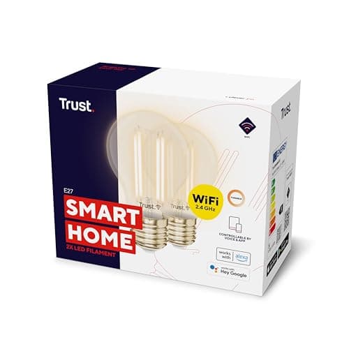 Image of Trust Smart Home Smart WiFi LED Filament Bulb White ambience E27, Led Light Bulb Compatible with Alexa, 2 Pack