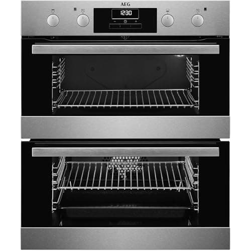 Image of AEG 6000 Series Built Under Electric Double Oven, SurroundCook DUB331110M, 45L Capacity, Multilevel Cooking, Anti-fingerprint, LED Display, Catalytic Cleaning, Stainless Steel, 720x600x550mm, Class A