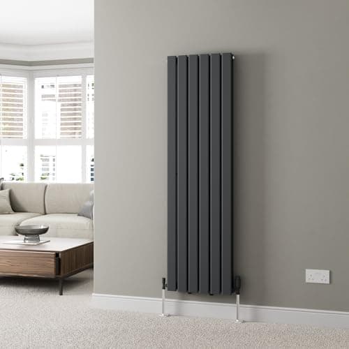 Image of DuraTherm® 1600 x 452mm Anthracite Grey Vertical Designer Radiator Single Column Flat Panel Modern Central Heating Panels Bathroom Radiators