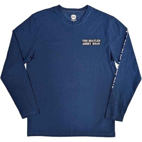 Image of The Beatles T Shirt Abbey Road Official Unisex Denim Blue Long Sleeve XXL