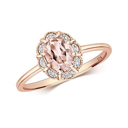 Image of Fancy 9ct Rose Gold Ladies Diamond Ring Brilliant Cut H-I - I1 with Morganite WJS29656RSK
