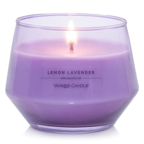 Image of Yankee Candle Studio Scented Candle Lemon Lavender Medium Candle Long Burning Candles: 35-50 Hours Stylish Glass Vessel Design with Purple Wax Perfect Gifts for WomenGifts for MumWedding Gifts & More