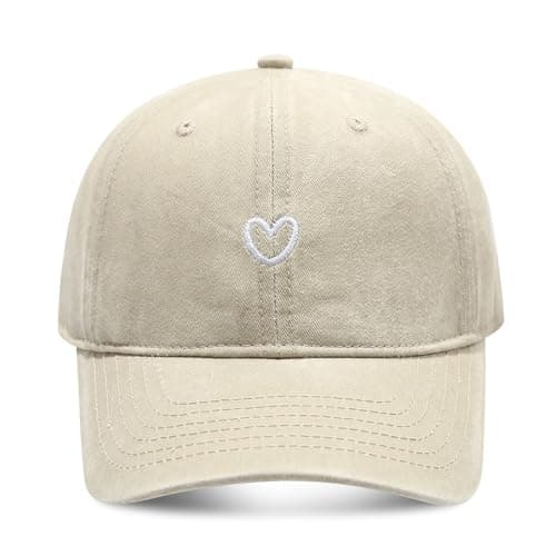 Image of MAZELIKEHOOD Baseball Cap Adjustable Unisex Breathable Sport Heart Sun Hat for Women Men Beige