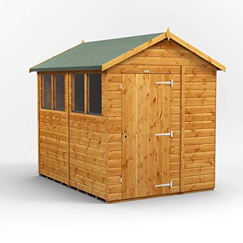 Image of POWER High Grade Premium Apex Garden Wooden Shed with Security Features, PVC Window Sills, Door & Window Flexibility, made from Extra Thick Timber & Toughened Glass
