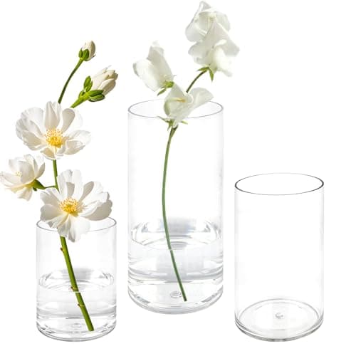 Image of Olrla Clear Cylindrical Vases, 3-Piece Set, Small Acrylic Flower Vases for Wedding Table Decorations, Home Decorations, Office Decorations, Unbreakable