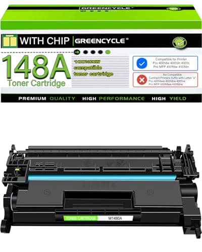 Image of greencycle 148A with Chip W1480A Toner Cartridge Replacement Compatible for HP 148A Black Toner Cartridge Work with Laser Jet Pro 4001dw 4001dn 4001n MFP 4101fdw 4101fdn Ink Cartridge(1PCS,with Chip)