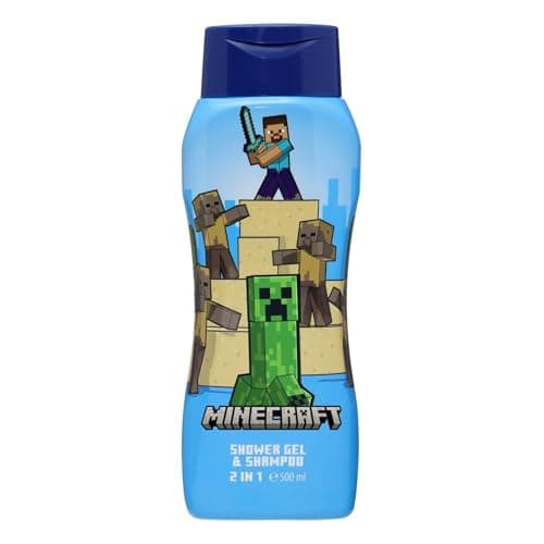 Image of Minecraft 2-in-1 Kids Shampoo & Body Wash – 500ml | Kids Shower Gel | Natural, Vegan, Paraben-Free, Dermatologically Tested | Gentle, Nourishing & Moisturising Head-to-Toe Wash for Children