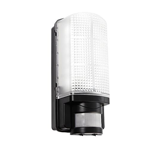 Image of National Lighting Modern Outdoor Heavy Duty Black Plastic IP44 Rated Movement Sensor Bulkhead Security LED Wall Light - Equipped with PIR Motion Detector