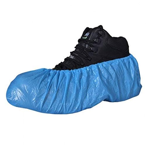 Image of 100 PACK BLUE DISPOSABLE OVERSHOES COVER SHOE COVER |PERFECT FOR EVERYDAY USE AT WORK, HOME, CLEANING Protect Carpets & Floors ONE SIZE FITS ALL