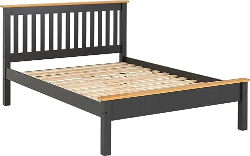 Image of Seconique Monaco 4' Bed Low Foot End in Dark Grey/Oak Effect - SMALL DOUBLE