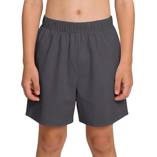 Image of Flodxo Kids Girls Boys Shorts Summer Casual School Pe Shorts Elastic Waist Wide Leg Trousers Loose Fit Plain Cotton Pants Gym Sports Athletic Activewear Short Sweatpants Grey 14-15Y