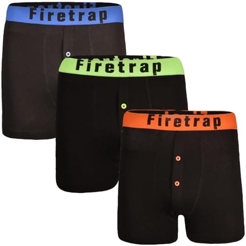 Image of Firetrap Mens Boxers 3 Pack Trunks - Cotton Soft Comfortable Boxer Shorts for Men - Essential Mens Underwear 3 PACK ASSORTED COOPER L