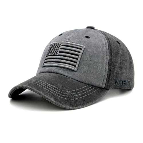 Image of Sunlark USA Flag Cap for Men Women, American Flags Hat. Army Tactical Military Vintage Baseball Cap, Veteran Retirement Gifts for Dad Black