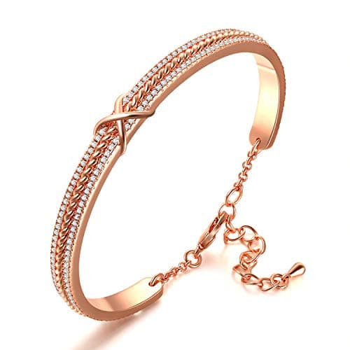 Image of Angelady Rose Gold Bangles Bracelets for Womens, Adjustable Infinity Bracelet Womens Bracelet Ideal Valentines Jewelry Gifts for Womens Girls