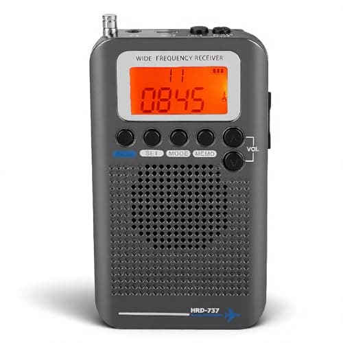 Image of ASHATA VHF Airband Radio,Aircraft Band Radio Receiver VHF Portable Full Band Radio Recorder with One inch LCD Display/Steel Tie-Rod Antenna/Large Capacity Lithium Battery(Black)