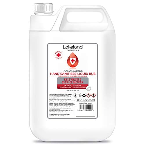 Image of 80% Alcohol Hand Sanitiser Liquid Rub - 5L Litre - Kills 99% Bacteria, Germs - Sanitizer (Single)