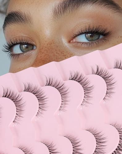Image of Onlyall Short Natural Evelashes Fake clear Band Lashes False Eyelash Wispy Lash Soft Natural Look 12mm Eye Lashes H24