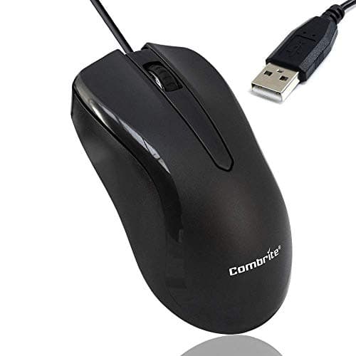 Image of Combrite M40 USB Wired Optical Mouse With Comfort Rubber Scroll Wheel & Red LED For PC And Laptops, Windows, Mac OS, Linux Plug And Play - Black… (M40)