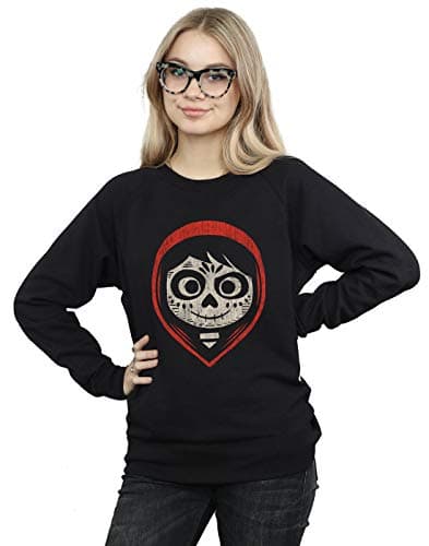 Image of Disney Women's Coco Miguel Skeleton Face Hood Sweatshirt Black Small