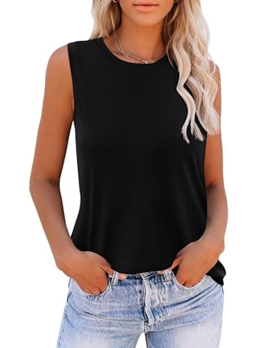 Image of Zeagoo Ladies Sleeveless Tops Tank Summer Basic Shirts Vest Tops Longline Black XL