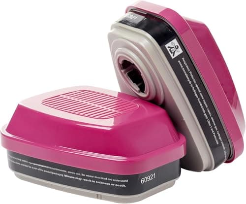 Image of 1 Pair 60921 Filter Cartridges for Respirator Mask, Gas Mask Filter Compatible with 6200,6800,7502, 7503 Masks, Anti Dust Gas Organic Vapor Particle Chemical (Pink,1 Pair)