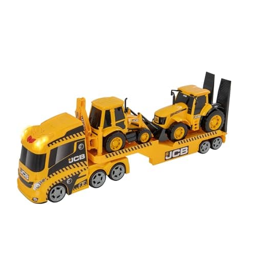 Image of Large Heavy Load Hauler Construction Truck | Vehicle Transporter Playset with Construction Trucks & Lorry | Lights & Sounds | Indoor and Outdoor Sandpit Toys for Kids Aged 3+