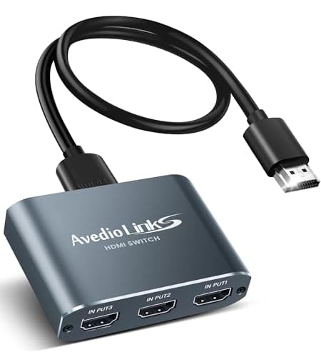 Image of 4K@60HZ HDMI Switch 3 in 1 out, Aluminum HDmi Switcher with 1.2M hdmi Cable, 4k HDMI Switch Box Supports HDCP2.2, HDR10, 18Gbps, for Fire Stick, PS5/4, Game Consoles, Ro-ku, PC