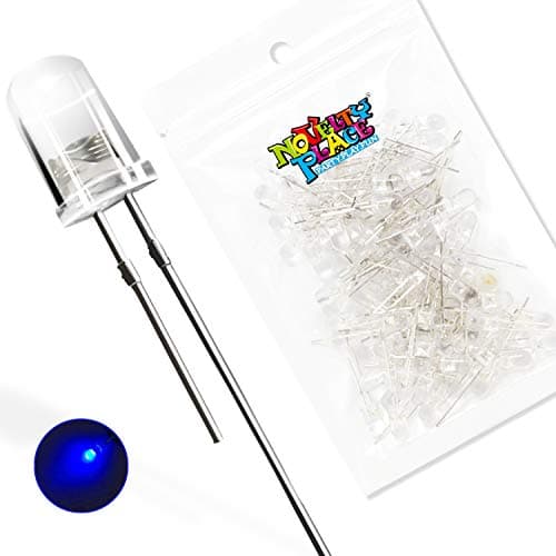 Image of NOVELTY PLACE 5mm Blue LED Diode Lights, Pack of 100 Clear DC 3V 20mA 5mm LED Bulbs for Home DIY Science Projects Electronic Components Lights