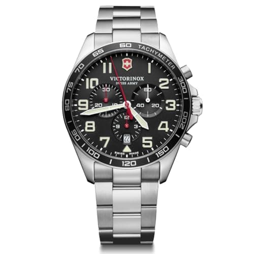 Image of Victorinox Men’s Watch Fieldforce Chrono Ø 42 mm, Swiss Made, Analogue Quartz, Water-Resistant up to 100 m, Sapphire Glass, Stainless Steel Strap, Black