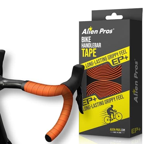 Image of Alien Pros Bike Handlebar Tape New Model EP+ (Set of 2) - Wrap Your Bike for an Awesome Comfortable Ride - Enhance Your Bike Grip with These EVA PU Plus Bicycle Handle bar Tape (Orange)