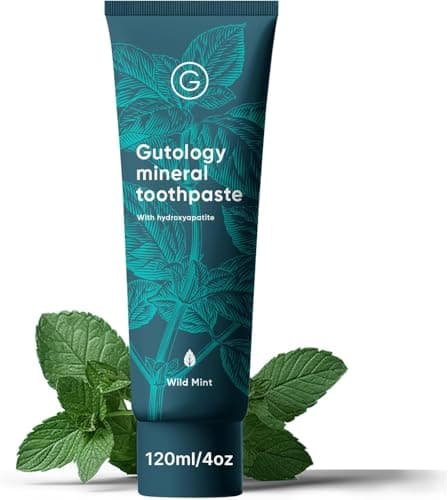 Image of Gutology Hydroxyapatite Toothpaste, Naturally Probiotic 120ml, Fluoride Free, Remineralizing, Adults and Children, for Sensitive Teeth and Whitening, Wild Mint Flavour