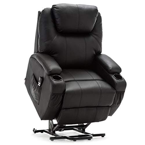 Image of More4Homes CINEMO DUAL MOTOR ELECTRIC RISER RECLINER ARMCHAIR MOBILITY BONDED LEATHER MASSAGE HEATED CHAIR (Black)