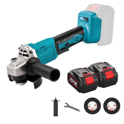 Image of Cordless Angle Grinder,125MM Brushless Battery Grinder Machine,180° Rotatable Head Cordless Grinder, 2 Batteries,3-Speeds,with 2 Grinding Discs,for Cutting/Grinding/Polishing (2 Batteries & Charger)