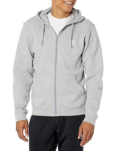 Image of adidas Originals Men's Trefoil Essentials Full-Zip Hoodie, Medium Grey Heather, XXL