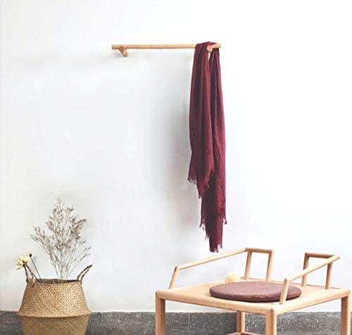 Image of anaan Line Clothes Rail Wall Coat Rack Shelf Hanger Towel Rail wall mounted made of beech wood modern Scandinavian Design (Beech, 60 cm)