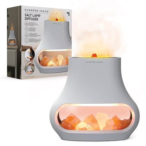 Image of Sharper Image Himalayan Salt Lamp Diffuser - Aroma Lamp with Real Salt Crystals, 10 Hour Runtime - Dual Light Modes, Auto Shut-Off & 5 fl oz Capacity