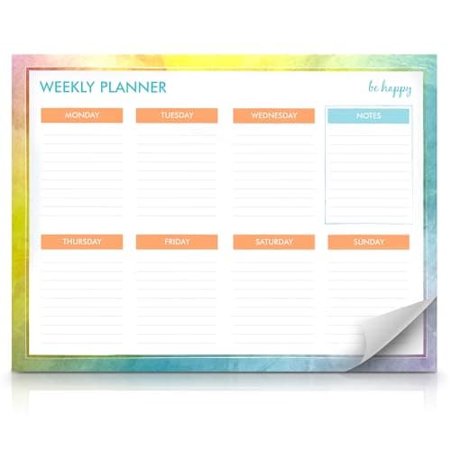Image of SOL Weekly Planner Pad for Scheduling & Time Management, 52 Sheets Tear-Off Design, 27x19cm Oraganises Schedules, Academic Planning, Personal Journal & Meal Plans, Ideal for Desk, Office and Home Use