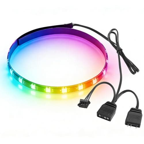 Image of ELFJMZP 40cm Magnetic ARGB LED Strip for PC Case, Silicone Encased 24 LEDs, 5V 3-Pin Addressable RGB Light Sync with Motherboard