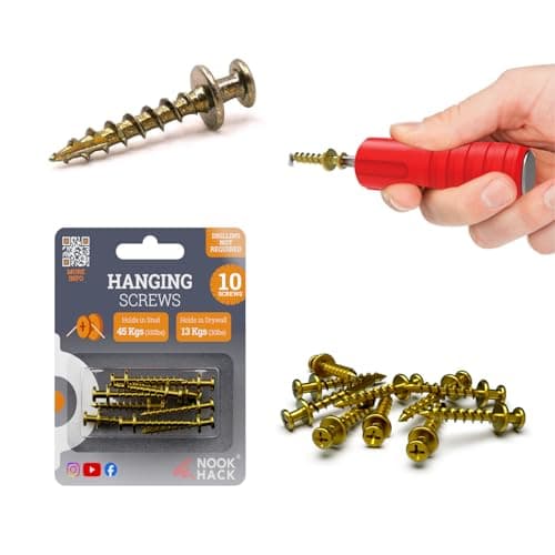 Image of 10 pcs - Nook Hack Picture Hanging Screws | Simple - No Drilling Required Picture Hanging Screws