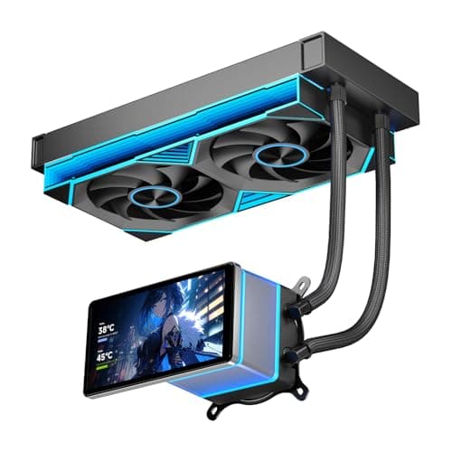 Image of TZMRIT PF240 Aio Water Cooling 240mm with 5.5 Inch LCD Magnetic Screen Display,ALL-IN-One ARGB Infinity Mirror 2000RPM PWM Fan,for AM4/AM5& Intel LGA1851/1700 (BK)