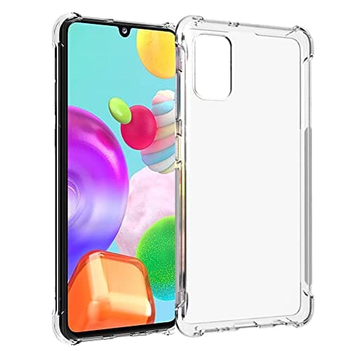 Image of HUANGTAOLI Case Compatible with Samsung Galaxy A41, Slim Soft TPU Shockproof Anti-Scratch Phone Case Cover with Reinforced Corner Bumper Transparent