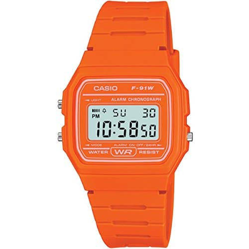 Image of Casio Unisex 37.00mm Quartz Watch with LCD Digital dial and Orange Rubber Strap Strap F-91WC-4A2EF