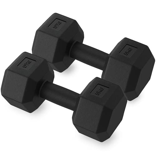 Image of ZENO Dumbbells Pair 10KG | Weights Dumbbells Set | Plastic Dumbbell Pair | Hex Dumbbell For Strength Training, Home Training & Gym | Weights Set | Anti Slip & Anti Roll | 2 X 5KG