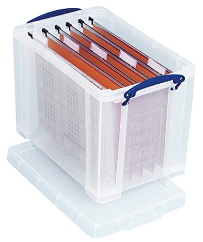 Image of Really Useful Box Plastic Storage 24 Litre Clear with 10 x Suspension Files
